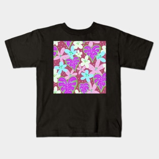 Monstera hearts and tropical florals Kids T-Shirt